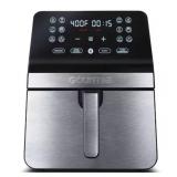 Gourmia 8qt Digital Air Fryer with 12 One-Touch Functions & Guided Cooking Stainless Steel Black: Kitchen Appliance - Retail: $70