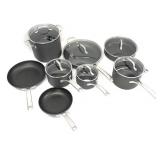 Calphalon Classic Nonstick Hard-Anodized 14-Piece Cookware Set, Grey- MISSING 2 PIECES- MISSING LIDS  - Retail: $310