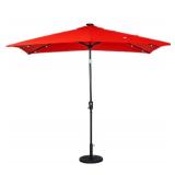 Sun-Ray 9-ft Aluminum Red Market Patio Umbrella with Lights - Retail: $95