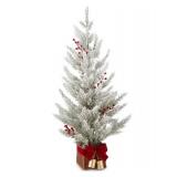 North Pole Trading Co. 36in Flocked Red Berry Christmas Tabletop Tree, One Size, Green