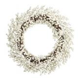 Christmas Wreaths Unlit White Ilex Berry Wreath, 24 In, By Christmas Wreath Decorations