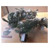 9 ft. Green Battery Operated Prelit Mountain Pine Flocked Artificial Christmas Garland with 50 Warm White LED Lights (SEE DETAILS) - Retail: $50