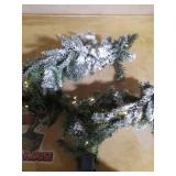 9 ft. Green Battery Operated Prelit Mountain Pine Flocked Artificial Christmas Garland with 50 Warm White LED Lights (SEE DETAILS) - Retail: $50