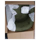 Yaheetech Corduroy Barrel Chair, Upholstered Club Accent Chair, Round Armchair with Soft Cushion for Living Room Bedroom Reading Room, Dark Green - Retail: $100