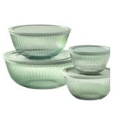 Pyrex 8-piece Tinted Glass Mixing Bowls (MISSING TWO LIDS) - Retail: $50