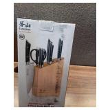 Cangshan RAINIER Series 8-Piece Knife Block Set, German Steel, Bamboo Block, Black - Retail: $249