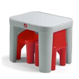 Step2 Mighty My Size Kids Table & Chair Set, Playroom Activity Table for Arts & Crafts, Made of Durable Plastic, For Toddlers 2+ Years Old, Gray & Red