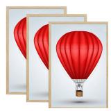 DABLUE 22x28 Picture Frame Set of 3 Beige Oak Wood 22\"x28\" Poster Frame 22 by 28 Natural Solid Wood Frames 28x22 Photo Frame with Clear Plexiglass