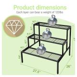 YuAnWe 3-Tier Heavy Duty Metal Plant Stand Indoor/Outdoor â Tall Plant Stand with Adjustable Bars, High Load Capacity for Multiple Plants & Flower Pots