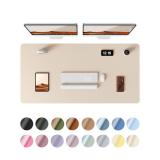 YSAGi Leather Desk Protector, Office Mat, Large Mouse Mat, Non-Slip PU Leather Blotter, Laptop Pad, Waterproof Writing Pad for Office and Home (Eggshell, 47.2\" x 23.6\")