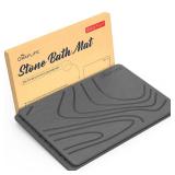 Graplife Stone Bath Mat 1 Pack Super Absorbent Diatomaceous Earth Shower Mat for Bathroom Tub, Non-Slip Fast Drying Mats Easy to Clean Gray