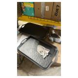 Extra Large Serving Tray with Handles, 20x13 inch, Set of 2 Melamine Platters for Serving Food, Turkey, Cookie, Rectangular Trays for Eating, Raised Dots Matt Finished, Dishwasher Safe, Black