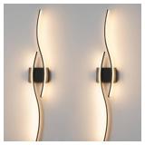 Daunton Hardwired Modern Wall Sconce set of Two with Remote Control, Dimmable LED Wall Sconces Lighting set of 2, Big Size Black Wall Light, LED Wall Lamp for Bedroom Living Room Bathroom 40.5\" Lengt