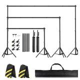 Backdrop Stand for Parties 10 x 8.5 FT, Heavy Duty Photography Backdrop Stand for Events, Video Shooting, Portable Photo Background Stand with Carry Bag, Sandbags, Spring Clamps