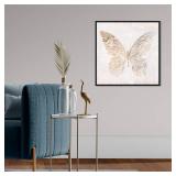 Oliver Gal Golden Butterfly Canvas Print Wall Art for Living Room, Bedroom, and Bathroom, 20\" x 20\", Black Floater Frame