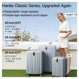 Hanke 20 Inch Expandable Carry on Luggage 22x14x9 Airline Approved Lightweight PC Hard Shell Suitcases with Wheels Travel Luggage Rolling Suitcase Travel Luggage Bag for Weekender(Gray)