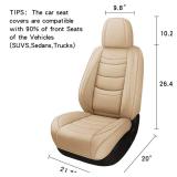 LEYJOIN Full Coverage Faux Leather Car Seat Covers Universal Fit for Cars,Trucks,Sedans and SUVs with Waterproof Leatherette in Automotive Accessories(Beige, Full Set(5 Seats))
