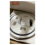 LED Ring Chandelier Dimmable Black Chandelier Round Foyer Chandeliers Light Walnut Wood Black Circular Chandeliers for Dining Room Entry Bedroom Office Living Room, 24in