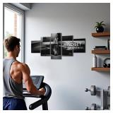 Mindset is Everything 5 Pieces Motivational Tiger Wall Art with Wooden Frame, Inspirational Quotes Poster for Office & Home Decor, Modern Motivational Wall Decor, Positive Office Art Canvas 60