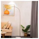 MIXL - Nordic Simple Floor Lamp with Orange Acrylic Shade, Arc Reading Lamp for Living Room, Study Room&Bedroom Beside,Creative Orange Standing Lamps for Ambient Lighting