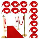 12 Set Red Carpet Party Decorations, 23.6 Inch Posts and Velvet Ropes with 3.95 x 16.5ft Red Aisle Runway Rug for Adult Red Carpet Night Movie Night Party Christmas Wedding Decoration