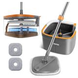 Mop and Bucket Set, Spin Mop with Separate Dirty Water System, Deep-Cleaning Mops for Floors, Versatile Mops for Walls
