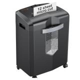 Bonsaii 12-Sheet Micro Cut Shredders for Home Office, 60 Minute P-4 Security Level Paper Shredder for CD, Credit Card, Mails, Staple, Clip, with Jam-Proof System & 4.2 Gal Pullout Bin C266-B