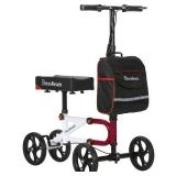 Economy Knee Scooter Steerable Knee Walker for Foot Injuries Compact Crutch Alternative with Dual Braking System (Red)