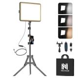 1-Pack LED Video Light Kit, NiceVeedi Photography Lighting Kit, 2800-6500K Dimmable Studio Light with Tripod Stand & Phone Holder, 73\" Stream Light for Video Recording, Game Streaming, YouTube