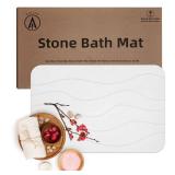 23\" x 15\" Diatomaceous Earth Shower Non Slip Stone Bath Mat | Quick Dry Super Absorbent Large Mats for Kitchen | Anti-Slip Fast Drying Water Absorbing Stone Bath Mats for Bathroom | Engr-Offwhite