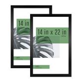 MCS Studio Gallery 14x22 Poster Frame Black Woodgrain, Vertical & Horizontal Wall Hanging Large Picture Frame for Photos, Posters & Art Prints (2-Pack)