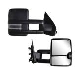 Brovw Towing Mirrors Compatible for 2014 15 16 17 2018 for Chevy Silverado GMC Sierra Rear View Mirrors Black Housing with Power Heated Turn Signal Light (Set of 2)