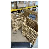 Kosmeey Set of 2 Storage Baskets Wicker Cube Baskets Foldable Handwoven Water Hyacinth Laundry Organizer,10.5 * 10.5 inches Woven Baskets, Wicker Storage Basket, Water Hyacinth Storage Baskets (2)