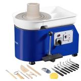 VEVOR 11inch Pottery Wheel, 350W Ceramic Wheel Forming Machine, Adjustable 60-300RPM Speed Handle and Foot Pedal Control, ABS Detachable Basin Sculpting Tool Apron Accessory Kit for Work Art Craft DIY