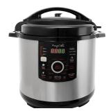 MegaChef 12 Quart Digital Pressure Cooker with 15 Preset Options and Glass Lid, Silver