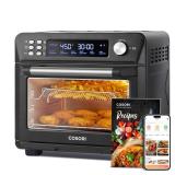 COSORI Smart 12-in-1 Air Fryer Toaster Oven Combo, Airfryer Convection Oven Countertop, Bake, Roast, Reheat, Broiler, Dehydrate, 75 Recipes & 3 Accessories, 26QT, Black-Stainless Steel