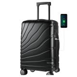 VANKEAN Carry On Luggage with Spinner Wheels & TSA Lock, Expandable Fashionable Hard Shell Suitcase airline approvedï¼20 Inch Carry-Onï¼Black