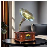 Vintage Gramophone Record Player, Retro Phonograph Record Players, Horn Turntables for Vinyl Records with Bluetooth/USB/Aux/FM Play for Home/Office/Hotel/Christmas/Birthday Gift, Music Amplifiers