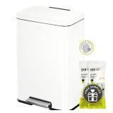 EKO Madison Matte White 50 Liter/13.2 Gallon Step Trash Can with Inner Liner - Fingerprint Resistant Finish