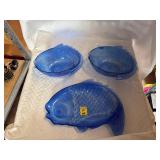 Blue Acrylic Fish Serving Bowls