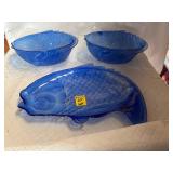 Blue Acrylic Fish Serving Bowls