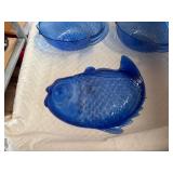 Blue Acrylic Fish Serving Bowls