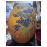 Pyrography Wooden Round Plaque Grapes Leaves Fruit