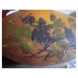 Pyrography Wooden Round Plaque Grapes Leaves Fruit