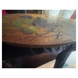 Pyrography Wooden Round Plaque Grapes Leaves Fruit