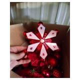 Box Full of Red Christmas Ornaments