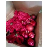 Box Full of Red Christmas Ornaments