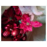 Box Full of Red Christmas Ornaments