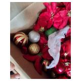 Box Full of Red Christmas Ornaments