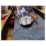 canning jar lifter with a wooden handle & egg holder